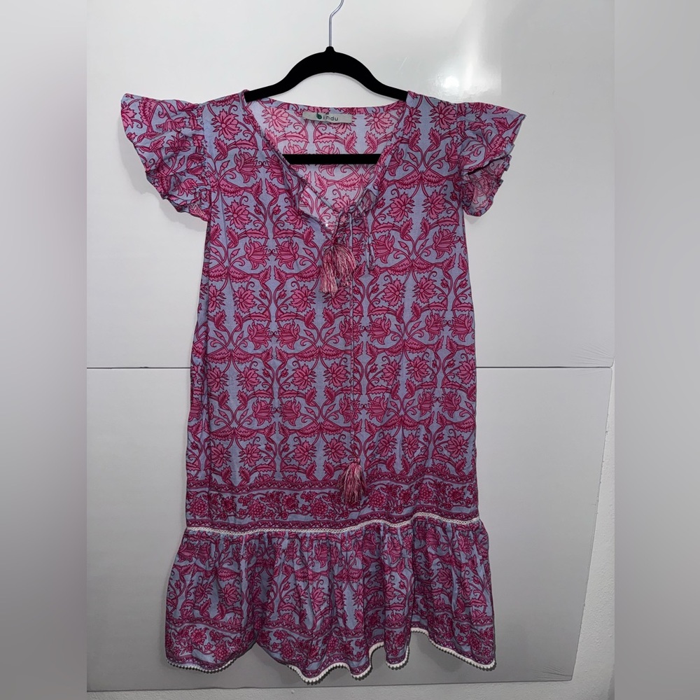 Floral Pink and Blue Women's Dress